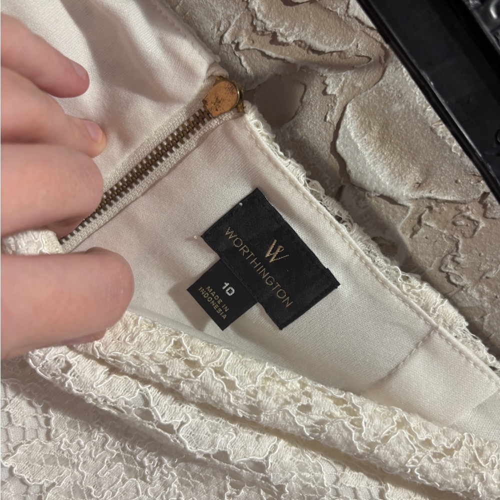 Worthington Cream Lace Pencil Skirt - Picture 3 of 3